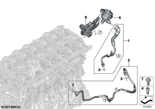 Präpatalizer -Kältemittelrohr für BMW 5 G60 -Serie, 7 G70 -Serie, X5 G05N, G18N, X6 G06N, X7 G07N, XM G09 (OEM 11538489595). Original BMW