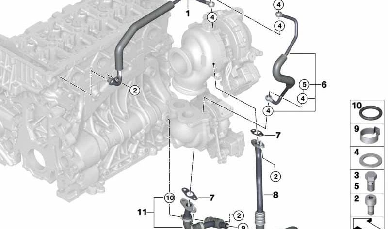 OEM Oil Return Pipe 11428513621 for BMW F48, F39. Original BMW.