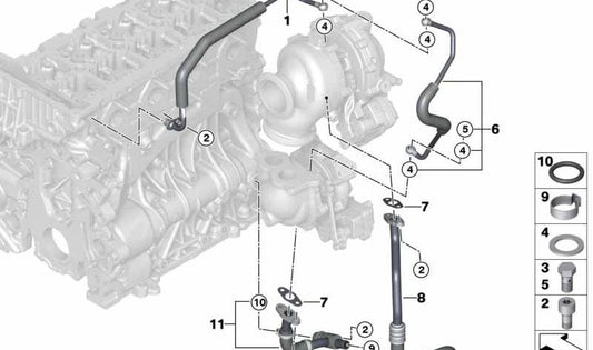 OEM Oil Return Pipe 11428513621 for BMW F48, F39. Original BMW.