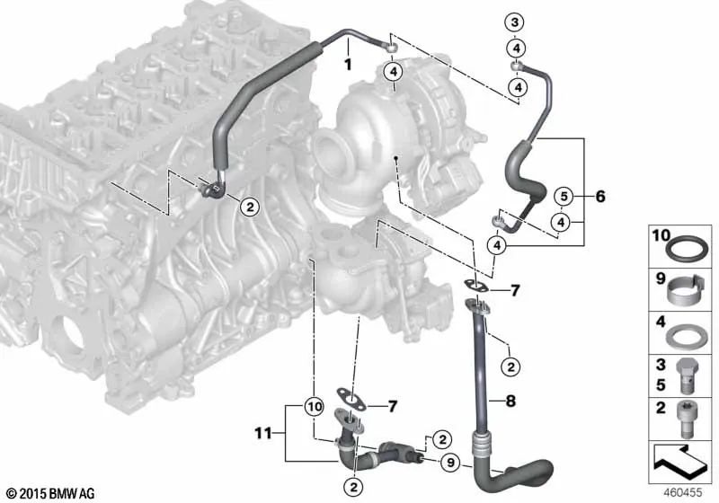 Oil channel for BMW F48, F39 (OEM 11428472394). Original BMW