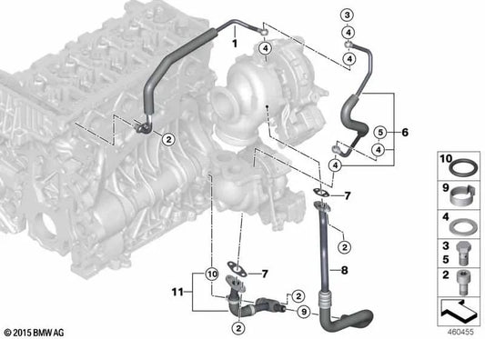 Oil channel for BMW F48, F39 (OEM 11428472394). Original BMW