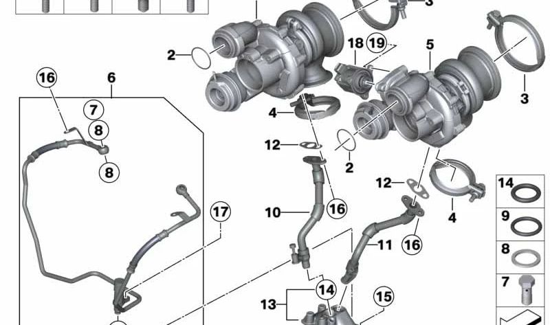 Tubo de retorno de aceite OEM 11429454095 para BMW F07, F10, F11, F06, F12, F13, F01, F02, F04, E70, F15, E71, E72, F16. Original BMW.