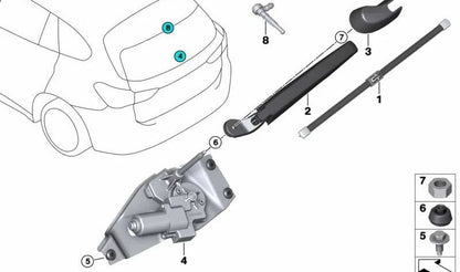 Brazo limpiaparabrisas trasero OEM 61627423866 para BMW F39 (X2). Original BMW.