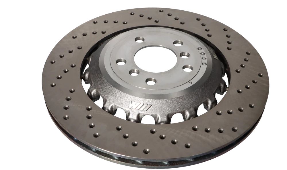 Disco de freno ventilado y perforado derecho OEM 34212284104 para BMW F10, F06, F12, F13. Original BMW.