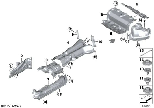 Isolamento termico Assorbitore posteriore destro per la serie BMW 3 G80, G81, G80N, G81N, 4 G82 Series, G83, G82N, G83N (OEM 51488070514). BMW originale.