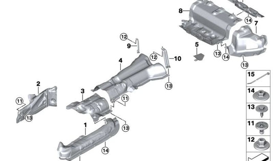 Rear silencer heat insulation for BMW 3 Series G80, G81 4 Series G82, G83 (OEM 51488070512). Original BMW