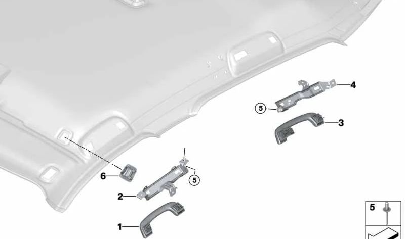 Asa interior trasera izquierda OEM 51167495615 para BMW F20, F21. Color gris Everest. Original BMW.