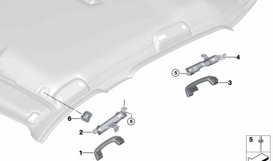 Asa interior trasera izquierda OEM 51167495615 para BMW F20, F21. Color gris Everest. Original BMW.