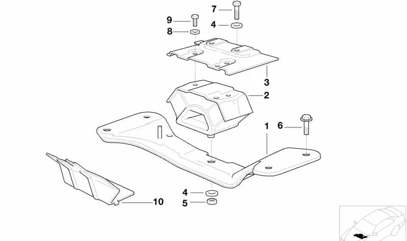 OEM 24701093593 rubber support for BMW E36. Original BMW.