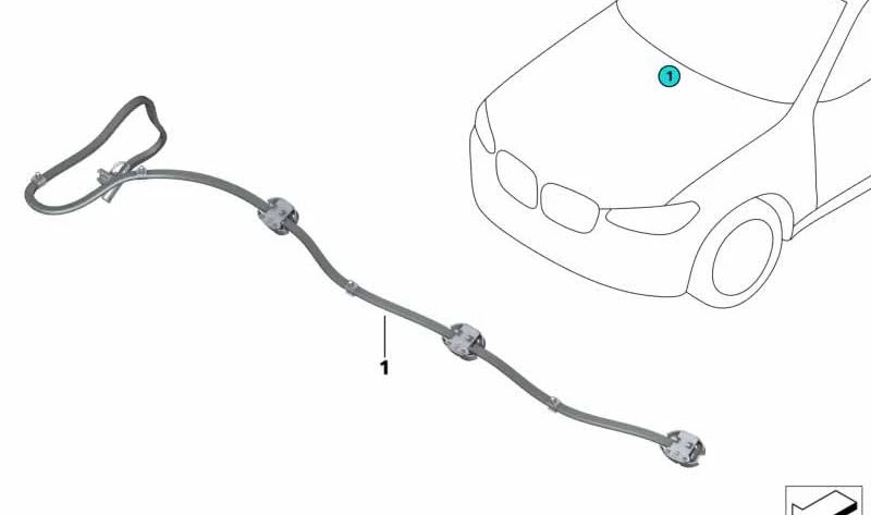 Chaîne Boquillas pour le système de lavage du pare-brise pour BMW X5 F95, G05, G18, X7 G07, XM G09 (OEM 61667434864). BMW d'origine