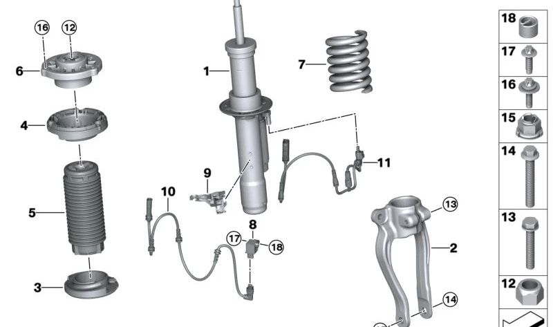 Cojinete de soporte de suspensión OEM 31306866259 para BMW G14, G15, G16. Original BMW.