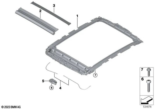 Panoramic roof roller for BMW 7 Series G70 (OEM 54105A32083). Original BMW.