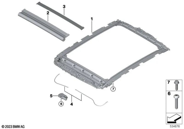 Rollo para techo panorámico para BMW Serie 7 G70 (OEM 54105A32083). Original BMW.