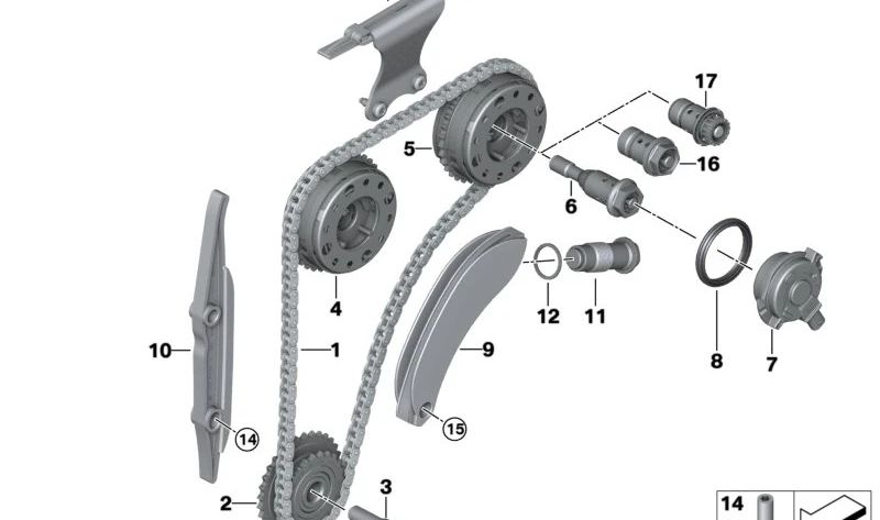 Unidad de ajuste del árbol de levas de escape OEM 11367608789 para BMW F45, F46, F48, F39, I12 y MINI F55, F56, F57, F54, F60. Original BMW/MINI.