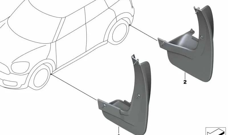Juego de guardabarros traseros OEM 82162467102 para MINI Countryman F60, F60 LCI. Original MINI.