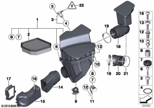 Intake Noise Silencer for BMW 5 Series F10, F11, F18, 7 Series F01, F02 (OEM 13717590593). Original BMW.