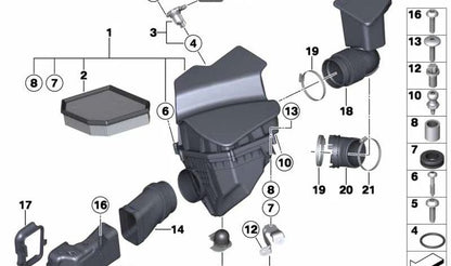 Manguito del aire con resonador OEM 13717590595 para BMW F10, F11, F18, F01, F01N, F02, F02N, F18N. Pieza del sistema de admisión. Original BMW.