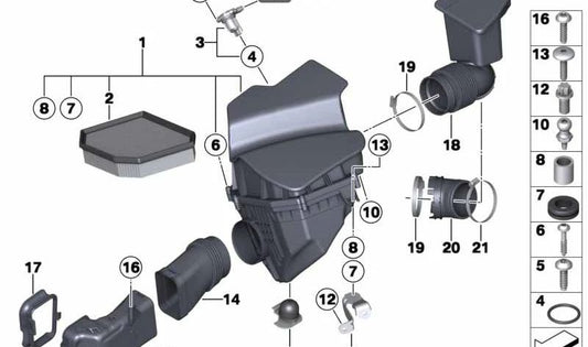 Abrazadera de manguera OEM 13717591535 para BMW F10, F11, F18, F18N, F01, F01N, F02, F02N. Original BMW.