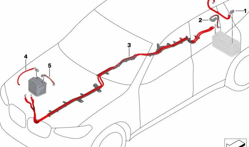 Battery cable plus Underfloor for BMW G01, G01N (OEM 61128729697). Original BMW