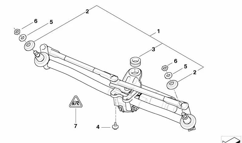 Articulação do limpador de para-brisa com motor para BMW E83 (OEM 61617051669). BMW originais.