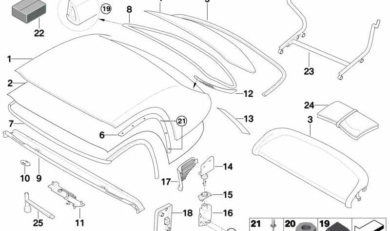 Fixação do suporte direito para BMW Z8 E52 (OEM 54217006048). BMW original