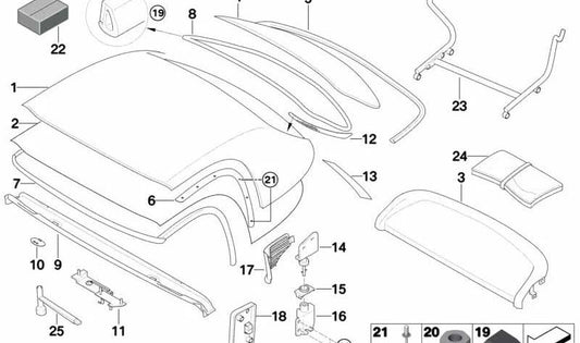 Junta de fixação de trilho esquerda para BMW E52 (OEM 54217006047). BMW originais.