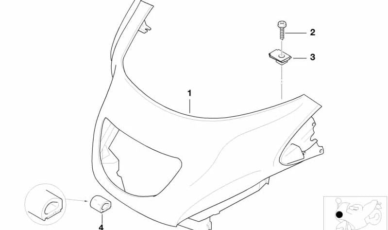 Revestimiento parte superior imprimado OEM 46632307942 para motos BMW K1200LT, K1200RS. Original BMW Motorrad.