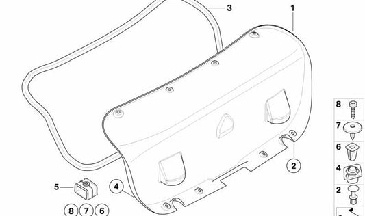 Revestimiento interior del portón trasero OEM 51497129193 para BMW E92, E92N. Original BMW.