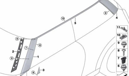 Moldura embellecedora techo derecha OEM 51337300002 para MINI F56 (Cooper, Cooper S, Cooper D, Cooper SD). Original MINI.