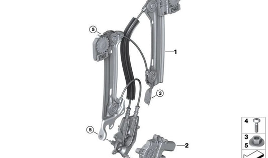 Left Window Lifter Motor for BMW I20 (OEM 67625A84FC1). Original BMW