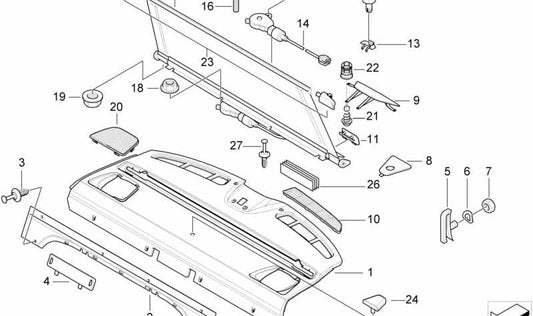 Parasoles laterales enrollables OEM 51468208252 para BMW E39. Original BMW.