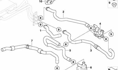 Manguera de retorno calefacción OEM 64216927809 para BMW E60, E61, E63, E64. Original BMW.