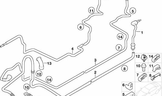 Soporte de sujeción para tubo de combustible OEM 16126754918 para MINI R50 y R53. Original MINI.
