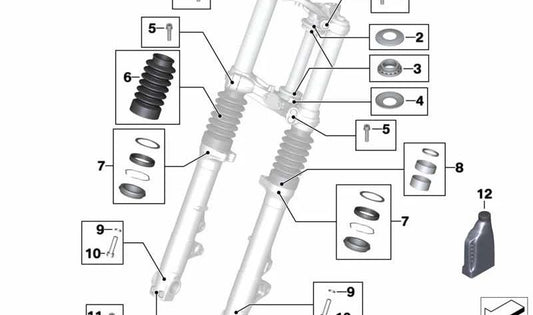 OEM 31428350915 Folha de garfão para BMW R Nine Scrambler (K23), RONE Urban G/S (K33) Motocicletas. BMW Motorrad original.