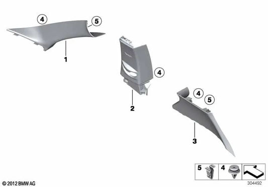 A coluna B encobrir a direita para a BMW Series 1 F21, F21N (OEM 51438051510). BMW original.
