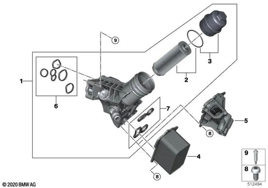 Habitação do termostato com termostato para BMW G42, G20, G20N, G22, G26 (OEM 11428489299). BMW original
