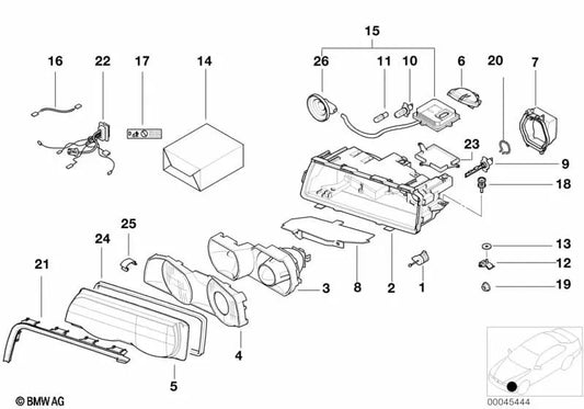 Stützeinheit der rechten Lichtsteuerung für die BMW 7 E38 -Serie (OEM 63128387516). Original BMW.