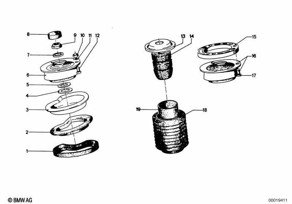OEM -gestreikter Bolzen 33521103812 für BMW E23, E24, E28, E30, E31, E32, E34, E36, E38, E39, E46, Z1, Z3. Original BMW.