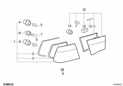 Piloto trasero lateral derecho para BMW E31 (OEM 63218354270). Original BMW