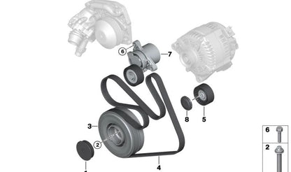 Polea tensora OEM 11288477707 para BMW F20, F21, F22, F23, F30, F31, F34, F32, F33, F36, F10, F11, G30, G31, G11, G12, F25, G01, F26, G02, F15. Original BMW.