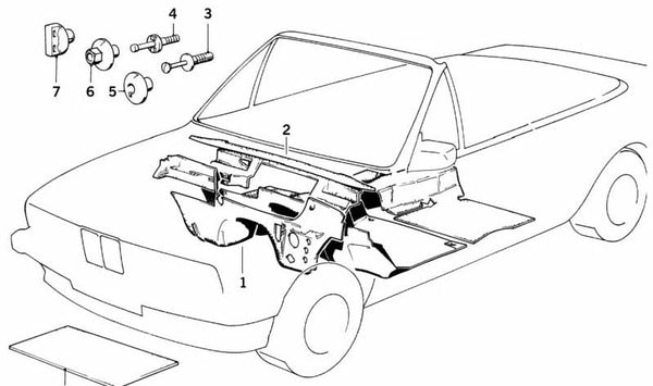 Aislante acústico para el cortafuegos del motor OEM 51481916447 para BMW (E30). Original BMW.