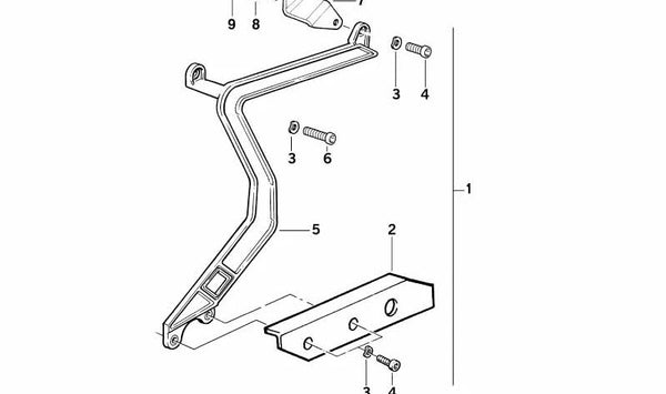 Soporte derecho OEM 46542313940 para BMW Motorrad (Modelos compatibles: R850C, R1200C, R1200CL). Original BMW.