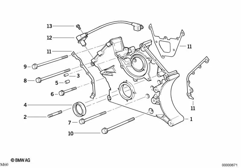 Parafuso hexagonal com arruela para BMW 5 E34 Series, E39, 7 E32, E38, 8 E31, X5 E53, Z8 E52 (OEM 11141747632) Série). BMW original