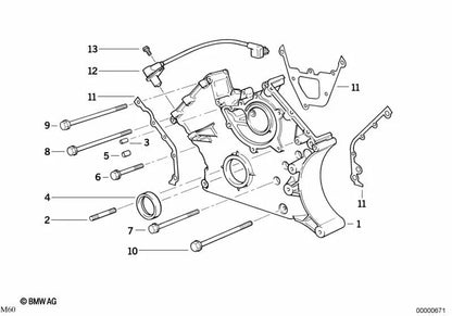 Parafuso hexagonal com arruela para BMW 5 E34 Series, E39, 7 E32, E38, 8 E31, X5 E53, Z8 E52 (OEM 11141747632) Série). BMW original