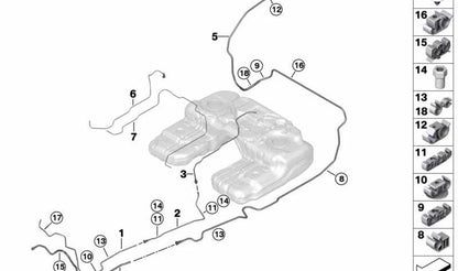 Tubería de aire de enjuague para BMW X5 E70, X6 E71 (OEM 16117164403). Original BMW