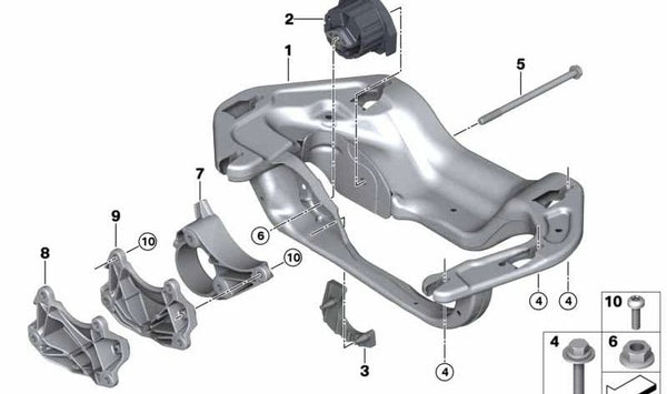 Soporte de caja de cambios OEM 22316869723 para BMW F15. Original BMW.