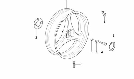 Cerchio posteriore in lega argento OEM 36312311149 per moto BMW K100, K1100 RS, K1100 LT. BMW Motorrad originale.