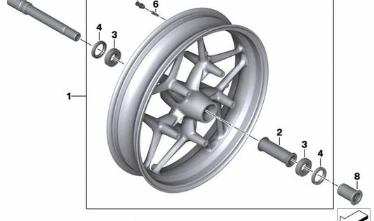 Roue avant noire 3.50x17 OEM 36318356984 pour BMW K1600GT, K1600GTL, K1600BAGGER. BMW original Motorrad.