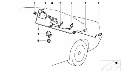 Soporte Unidad de Control PDC para BMW E39 (OEM 66218371300). Original BMW.