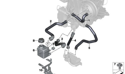 Manguito de retorno del refrigerante OEM 64219292732 para BMW i3 I01, I01N. Original BMW.